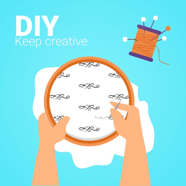 ręce trzymające tamborek